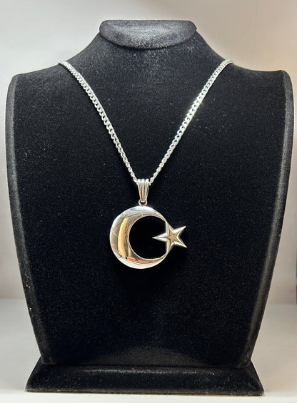 Ay Yildiz Anhänger mit einer 925 Sterling Silber Panzerkette