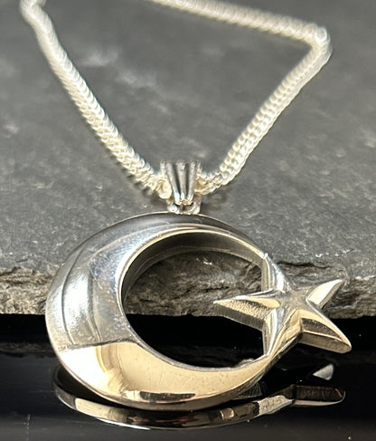 Ay Yildiz Anhänger mit einer 925 Sterling Silber Panzerkette