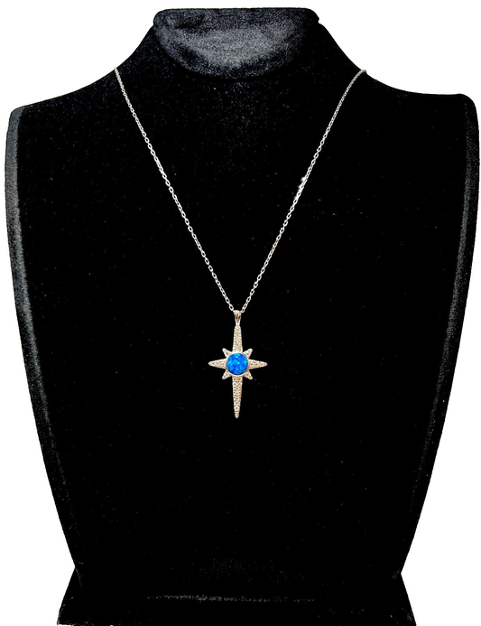 925 Sterling Silber "Polarstern" Kette Opal