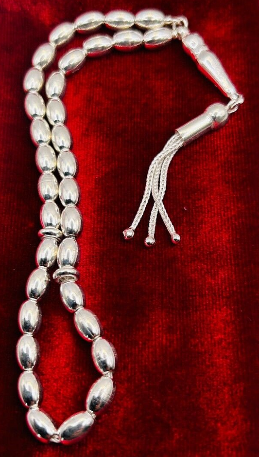 Tesbih aus 925 Sterling Silber in Gersteform Gebetskette