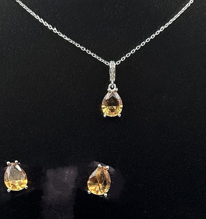 925 Sterling Silber Schmuckset mit synthetischem Sultanit Stein Teardrop