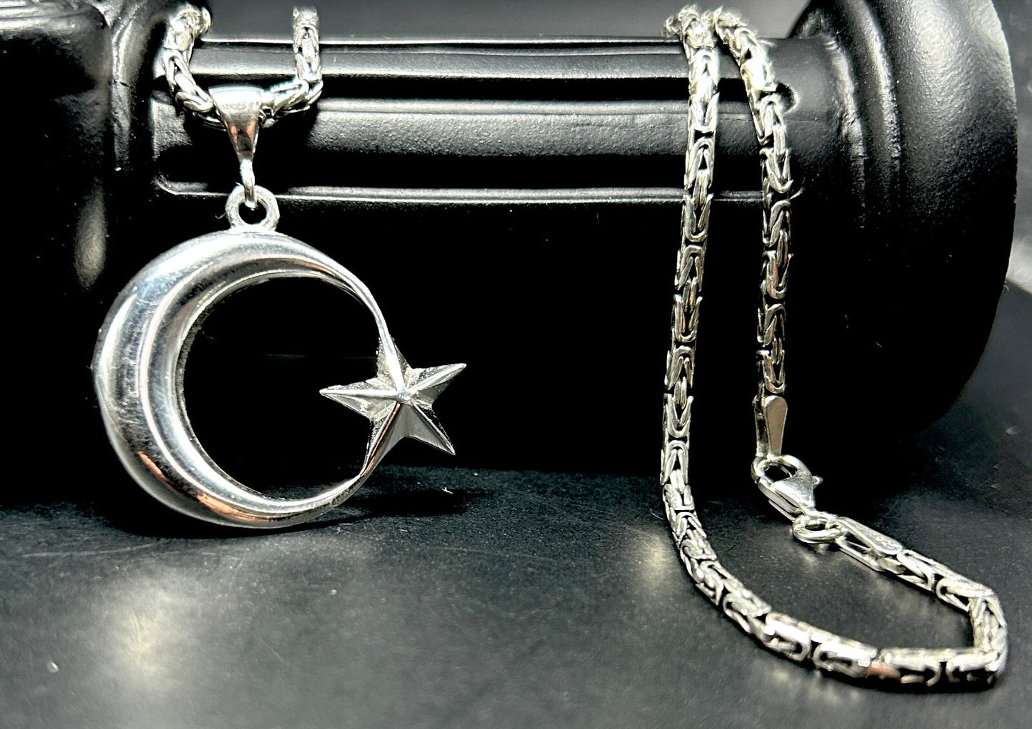 925 Sterling Silber "Ay Yildiz" Anhänger mit einer Königskette