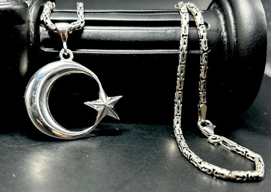 925 Sterling Silber "Ay Yildiz" Anhänger mit einer Königskette
