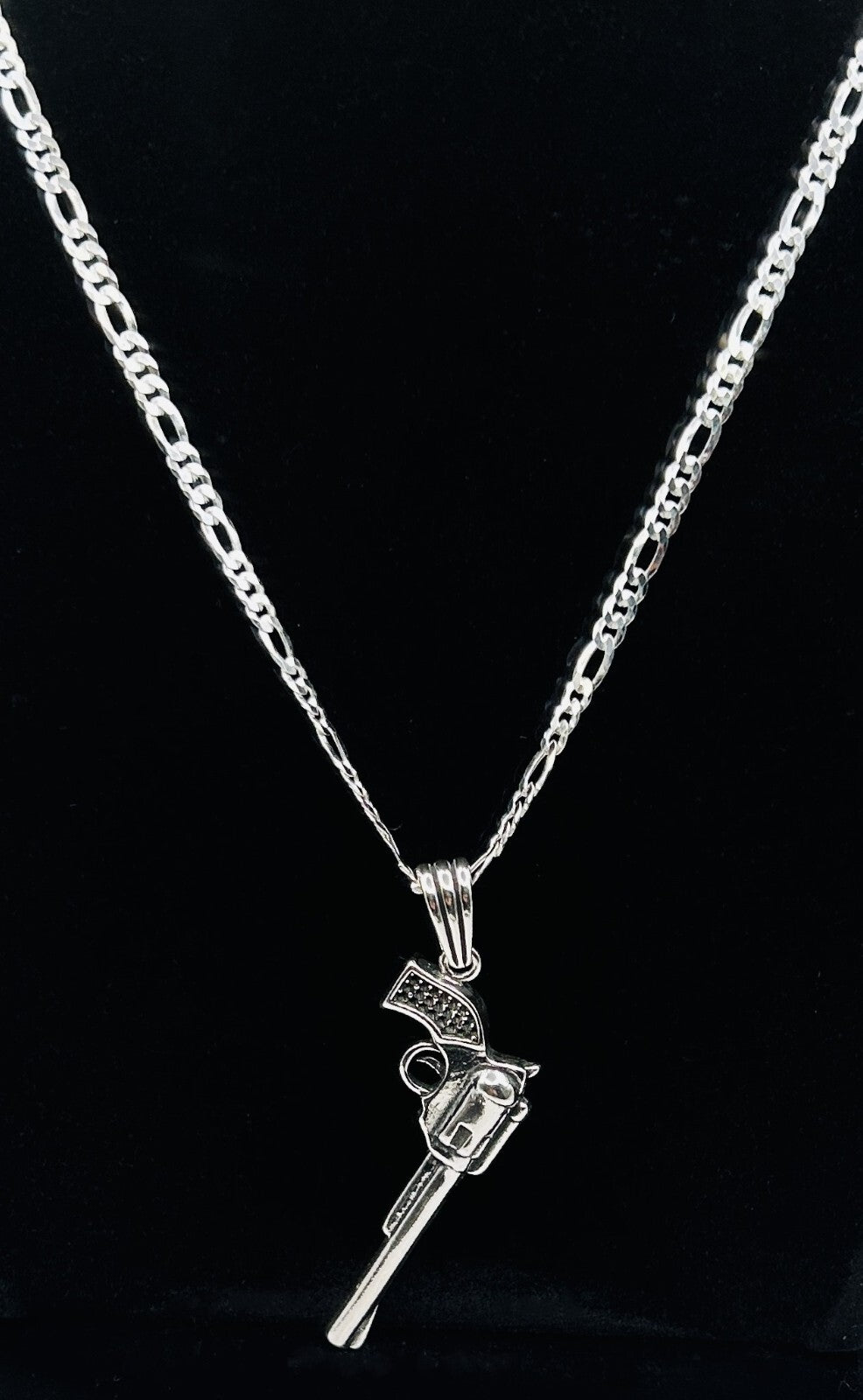 925 Sterling Silber "Revolver" mit einer Figarokette