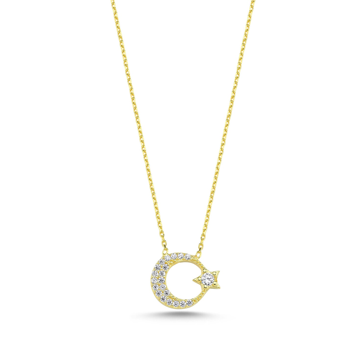925 Sterling Silber "Ay Yildiz" Kette mit Zirkoniabesatz