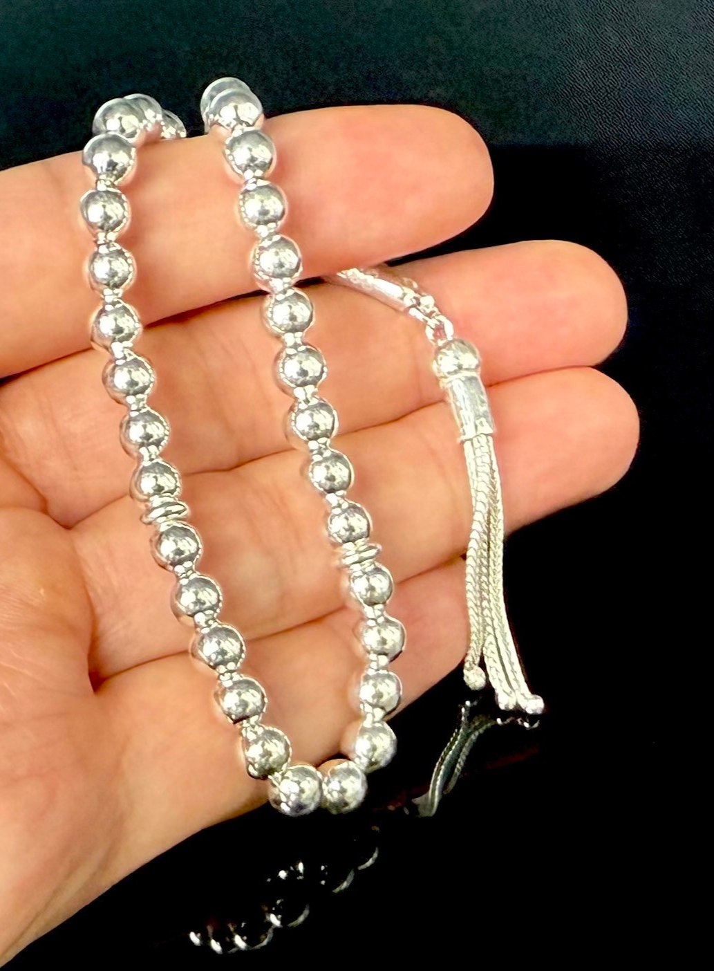 Tesbih aus 925 Sterling Silber - Gebetskette Rundform 6 mm