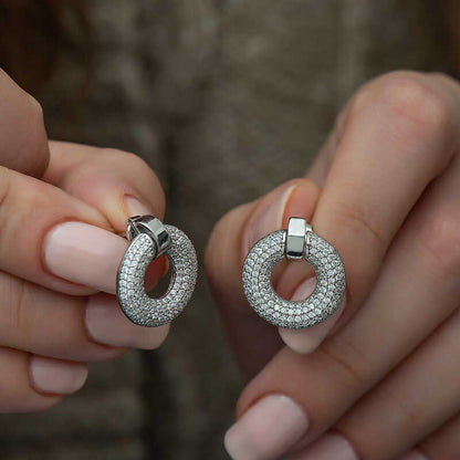 925 Sterling Silber Ohrstecker Ohrringe Zirkonia groß 20mm Creolen Edel