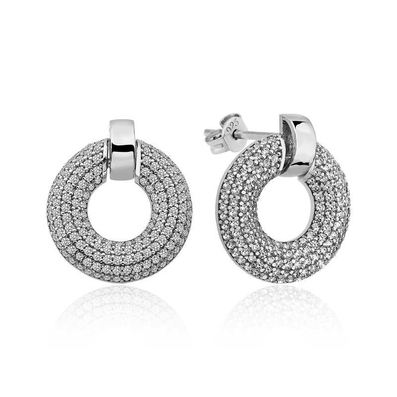 925 Sterling Silber Ohrstecker Ohrringe Zirkonia groß 20mm Creolen Edel