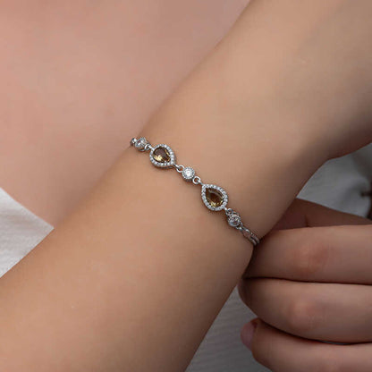 Zultanit Tropfen Armband Damen 925 Sterling Silber & Zirkonia – verstellbarer Daoppel Armkette