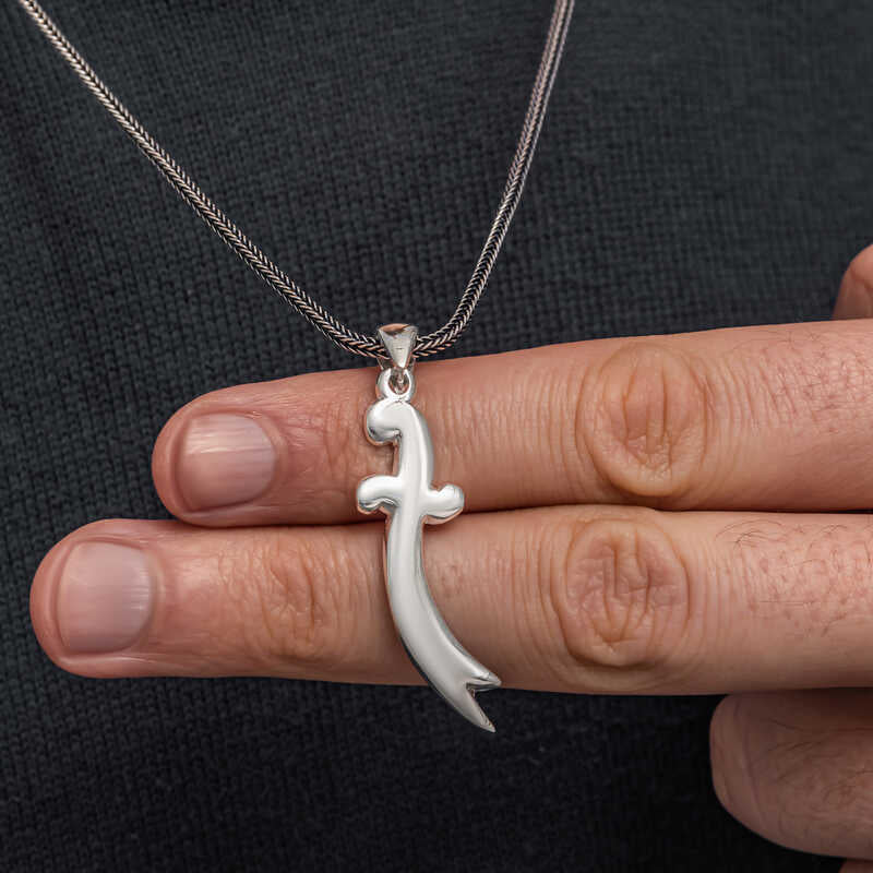 Zülfikar + mit 55 cm Kette Dhu l-faqar 925 Silber Hz. Ali Schwert Anhänger