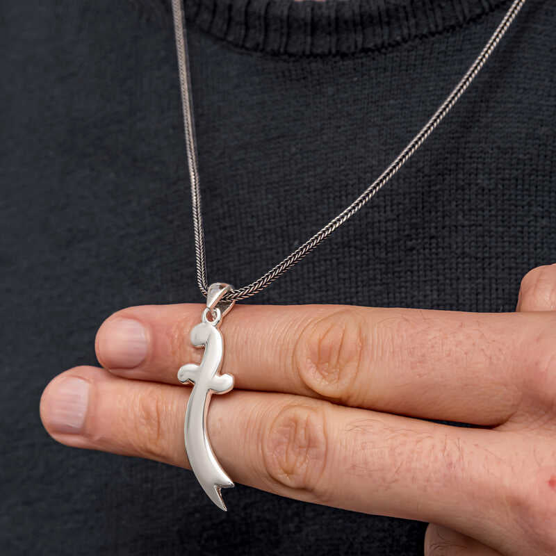 Zülfikar + mit 55 cm Kette Dhu l-faqar 925 Silber Hz. Ali Schwert Anhänger