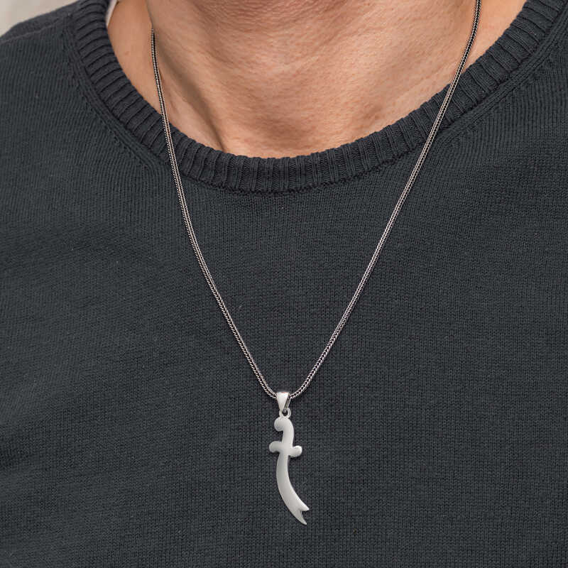 Zülfikar + mit 55 cm Kette Dhu l-faqar 925 Silber Hz. Ali Schwert Anhänger